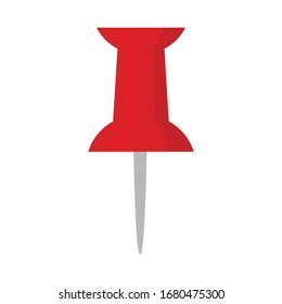 Red push pin icon isolated on white background. Vector illustration