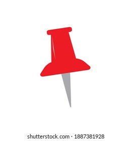 Red push pin icon isolated on white background. Vector illustration