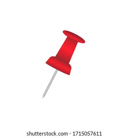 Red push pin icons. Office push pin . Vector illustration. 3D.