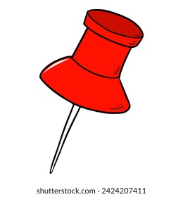red push pin illustration isolated vector	