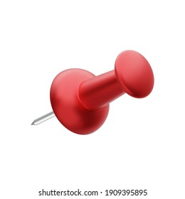Red push pin isolated on white background. Thumbtack. Vector illustration