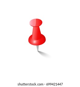 red push pin Thumbtack  Top view vector 