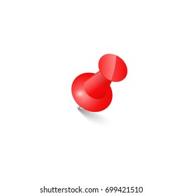 red push pin Thumbtack  Top view vector 