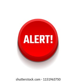 Red push-button with an alarm. Attention warning notification. Vector illustration in flat.