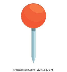Red pushpin icon cartoon vector. Paper button. Plastic clamp