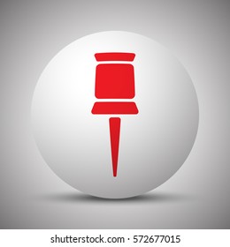Red Pushpin icon on white sphere