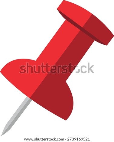 Red pushpin illustration. Thumbtack icon ideal for office stationery, corkboards, notes, reminders, maps, and various digital design projects
