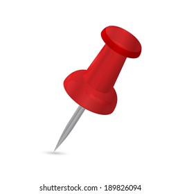 red pushpin on white background