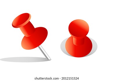 Pañón rojo. Thumbtack para la colección de adjuntos de notas. Ilustración vectorial 3d realista eps 10