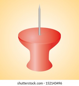 Red pushpin.Isolated white background.