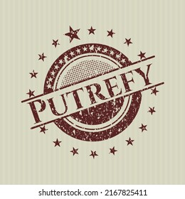 Red Putrefy distressed rubber stamp. 