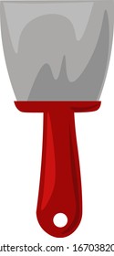 Red putty knife, illustration, vector on white background.