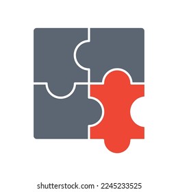 The Red Puzzle. Isolated Vector Illustration.