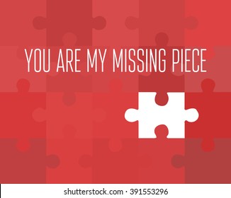 red puzzle picture with missing piece