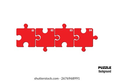 rote Puzzleteile, Vektorsatz. Puzzle-Puzzle auf weißem Hintergrund. Puzzleteile. Vektorgrafik