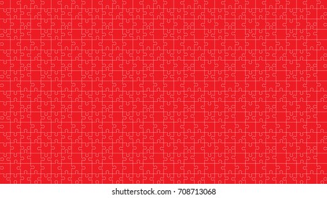 Red Puzzles Pieces Arranged in a Rectangle