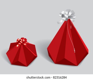 red pyramided gift box
