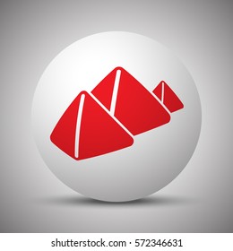 Red Pyramids icon on white sphere