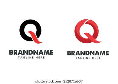 Red Q initial letter logo with circle for modern branding and corporate identity