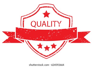 red quality label stamp banner, vector vintage style