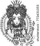 Red Queen of Hearts coloring book vector illustration