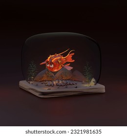 red queen puffer fish protect they eggs in sea cube
