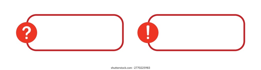 Red question and exclamation mark frames on white background.