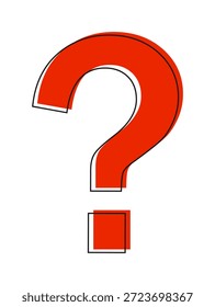 Signo de interrogación rojo con contorno negro sobre fondo blanco.
