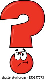 Red Question Mark Cartoon Character Thinking