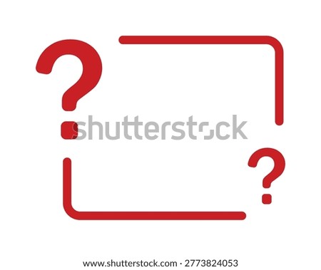 Red question mark frame with empty space.