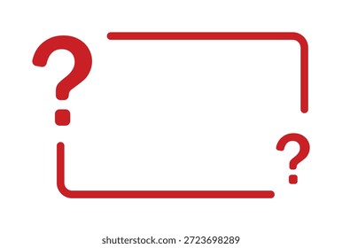 Marco rojo del signo de interrogación con el fondo blanco y el diseño audaz.