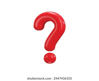 red question mark icon 3d rendering vector illustration