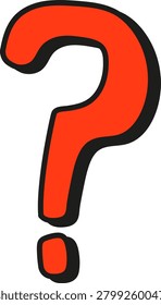 Red question mark icon cartoon flat design punctuation.