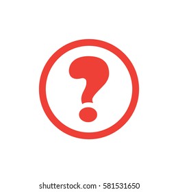 Red question mark icon in circle on white background
