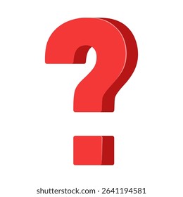 Red question mark on white background representing uncertainty, inquiry and curiosity