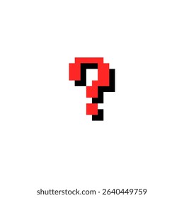red question mark pixel art with shadow on white background