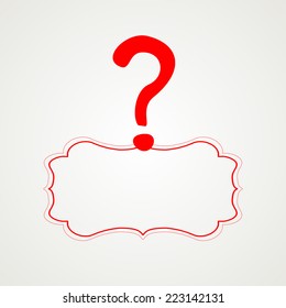 Red question mark poster with space for text. Vector Illustration