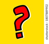 Red question mark vector illustration, question mark comic doodle hand drawn, sketch style, isolated on yellow background eps 10, easy to modify. 
