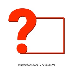 Signo de interrogación rojo con marco de borde blanco.