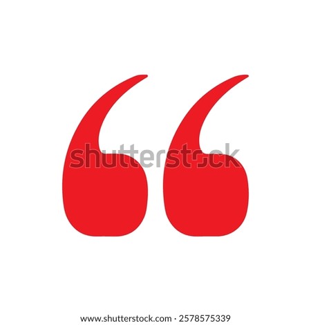 Red quotation mark icon silhouette vector illustration design on white background.