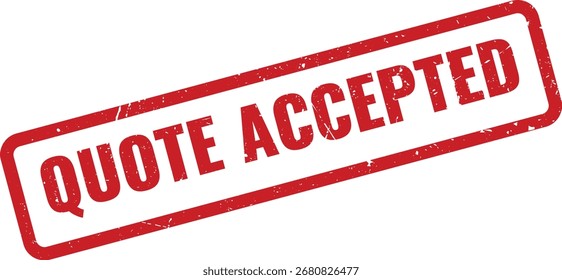 Rotes Zitat akzeptiert Grunge Gummi Stempel auf weißem Hintergrund Anzeige Angebot bestätigt