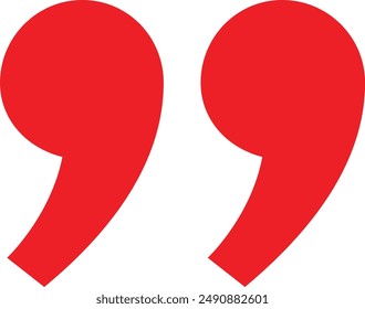 Red quote icon isolated on white background . Red quotation mark symbol . Vector