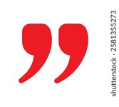 Red quote marks icon silhouette vector flat illustration design on white background.