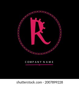 red R with black background. R vector letter.