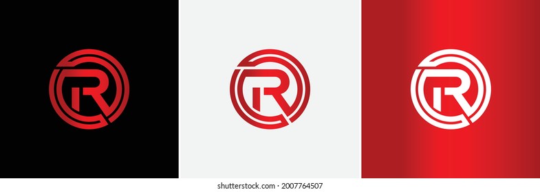 Red R Circle Logo Creative Modern Minimal Alphabet Initial Letter Mark Monogram Editable in Vector Format