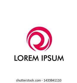 red R initial letter for business name logo icon in water environment company with waves illustration