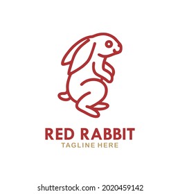 Conejo Rojo en Sitting Pose. Ideas del logotipo de caracteres animales