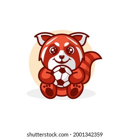 red raccoon holding ball cartoon design