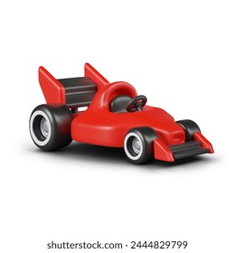 Red race car in 3D style. Transport for high speed driving, bolide. Bright monocoque