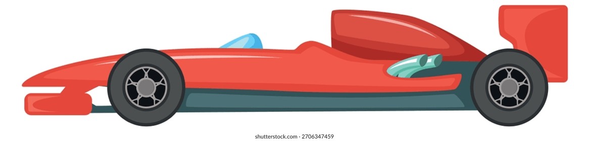 Un coche de carreras rojo con una ventana azul